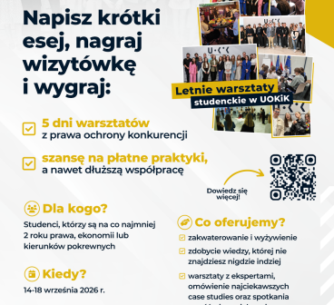 Warsztaty Summer Camp UOKiK’26! Zgłoszenia do 15 czerwca br.
