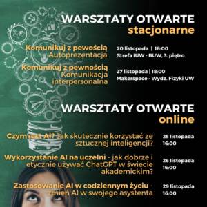 Inkubator Uniwersytetu Warszawskiego zaprasza na otwarte warsztaty w listopadzie!